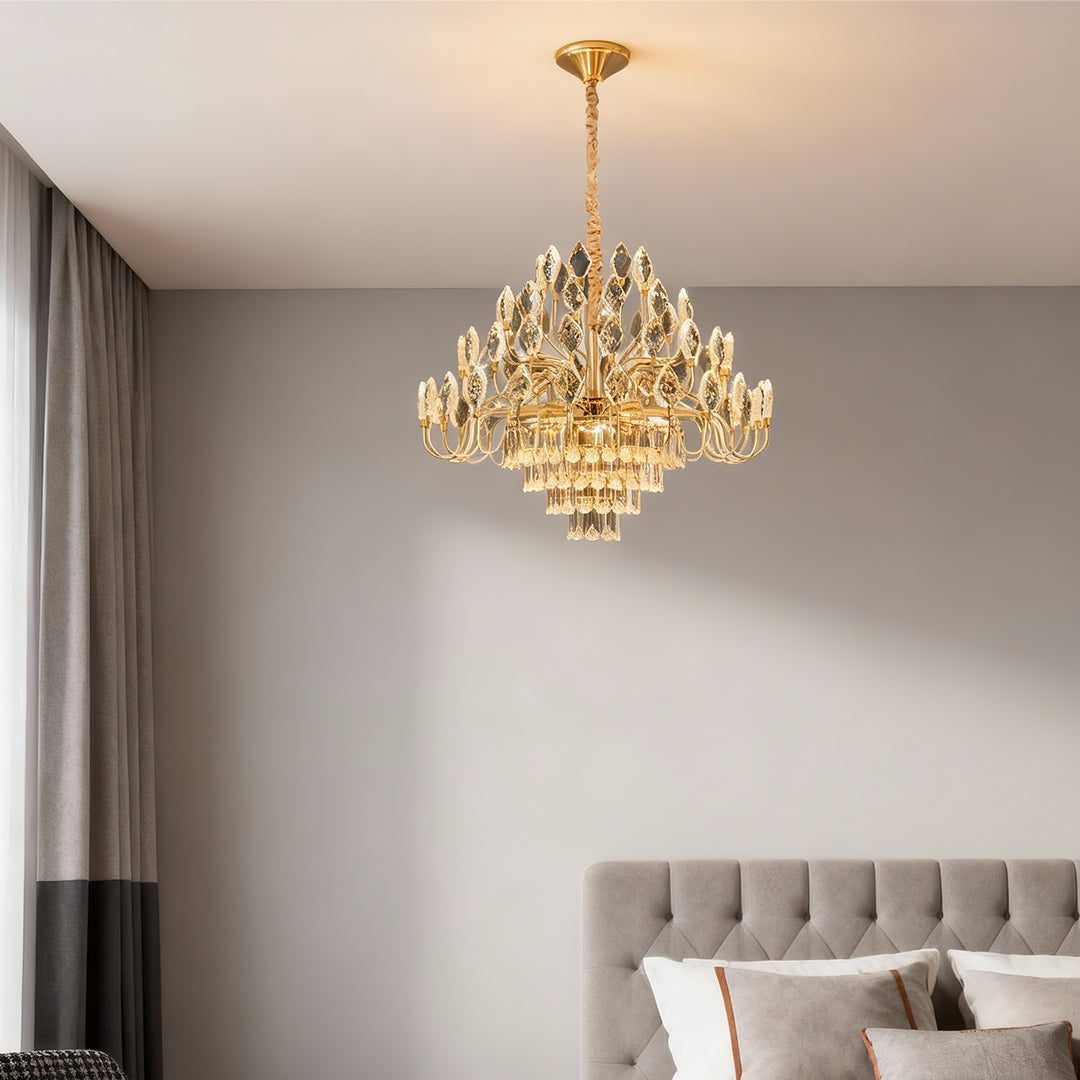 Crystal LED Chandelier French Luxury Gold Ceiling Light