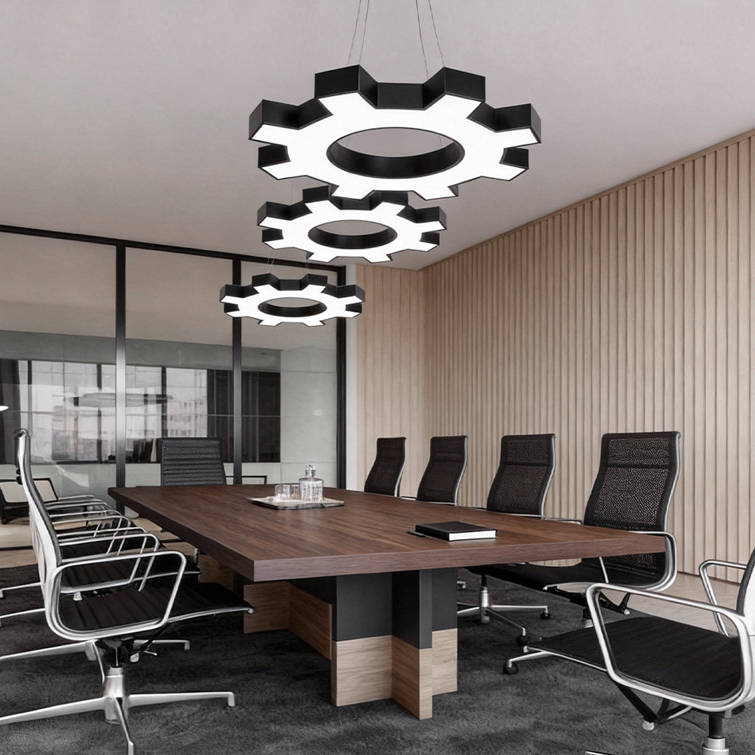 Chandelier Black Modern Industrial Gear-Shaped LED Ceiling Light