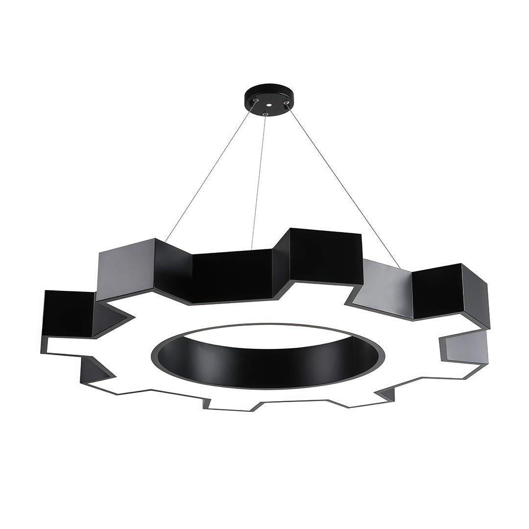 Chandelier Black Modern Industrial Gear-Shaped LED Ceiling Light