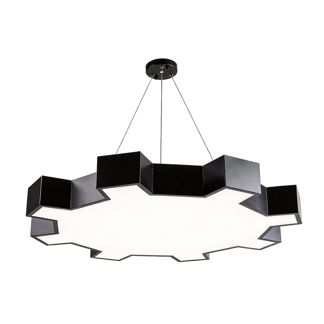 Chandelier Black Modern Industrial Gear-Shaped LED Ceiling Light