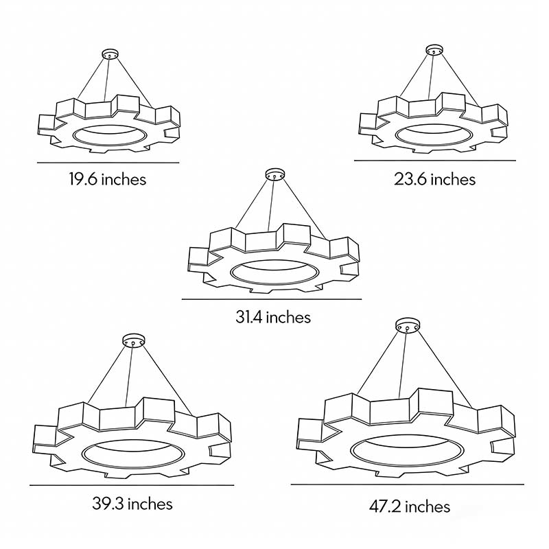 Chandelier Black Modern Industrial Gear-Shaped LED Ceiling Light
