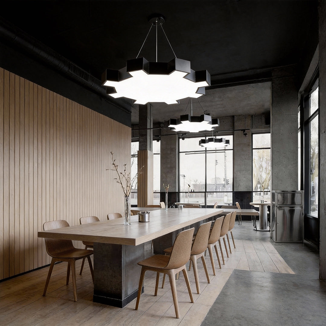 Chandelier Black Modern Industrial Gear-Shaped LED Ceiling Light