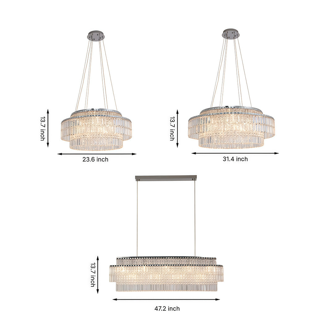Chandelier with Round Crystals Minimalist Adjustable Ceiling Light