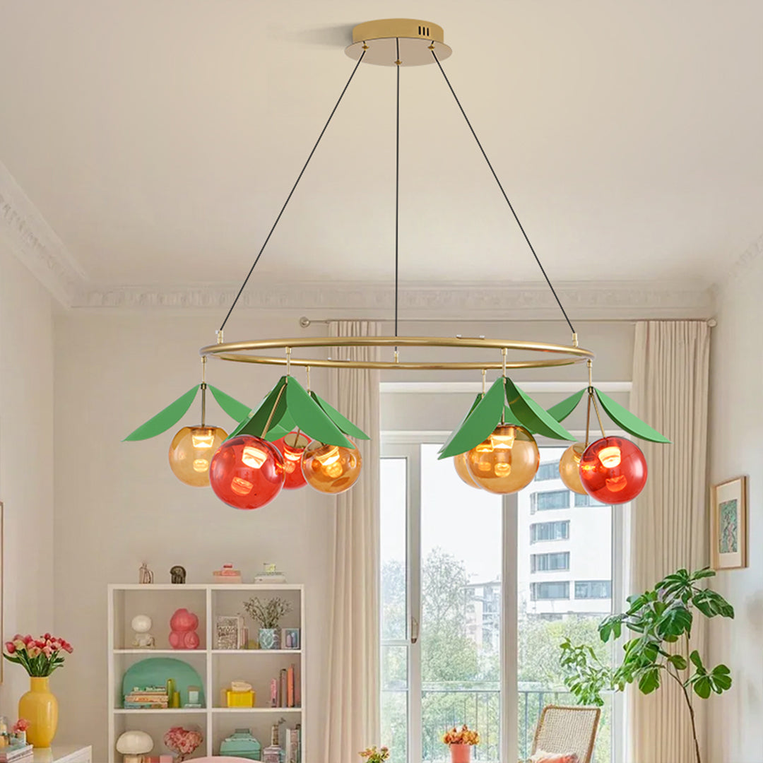 Glass Bulb Chandelier Nordic Creative Cherry LED Artistic