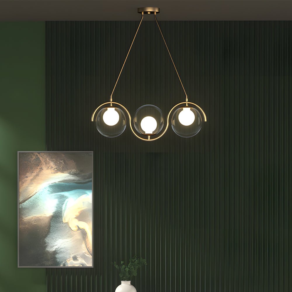 Glass Ball Linear Chandelier Wave‑shaped Island Ceiling Light