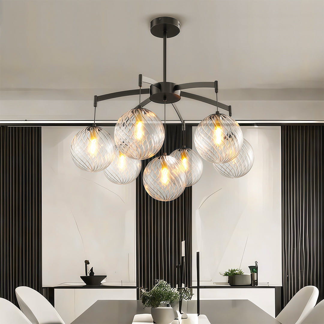 Modern Glass Ball Chandelier Full Copper Ceiling Light