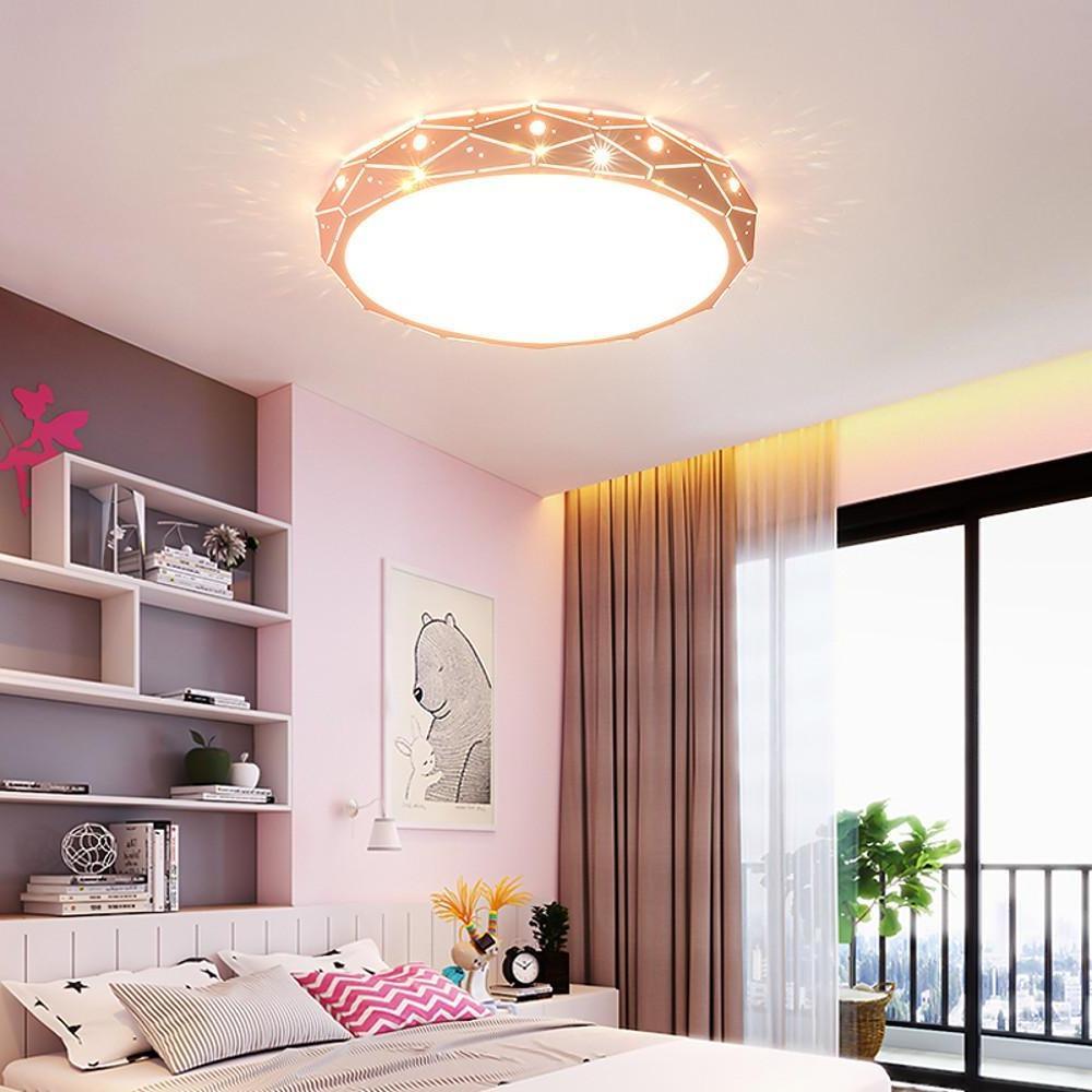 Childs Ceiling Light Round Recessed Drum LED Metal Light