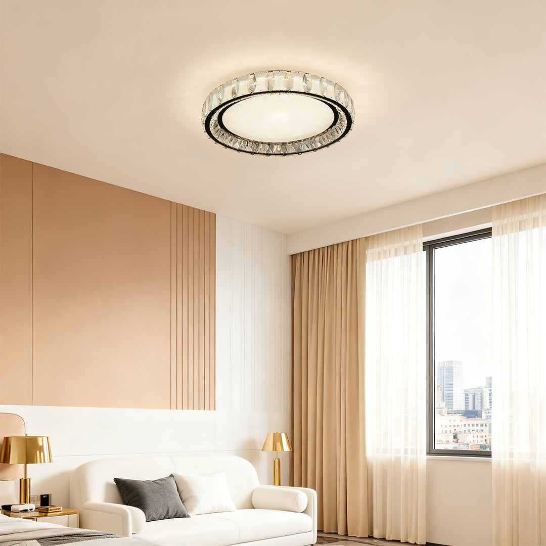 Chrome Flush Mount Light Simple Luxury Crystal Lights
