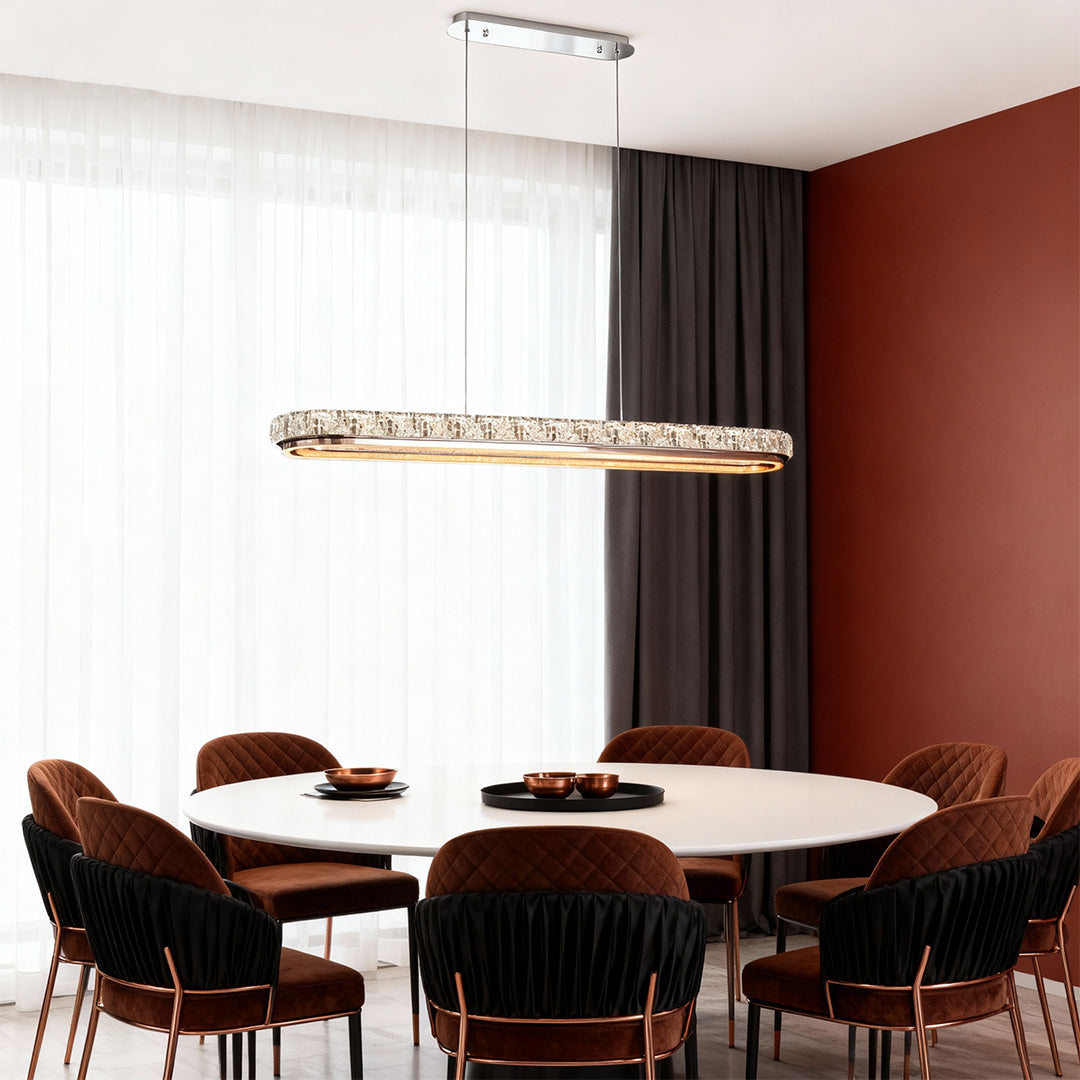 Chrome Pendant Lights Luxury Linear Crystal Ceiling Lights