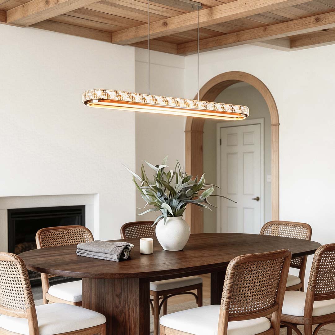 Chrome Pendant Lights Luxury Linear Crystal Ceiling Lights