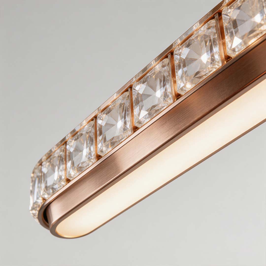 Chrome Pendant Lights Luxury Linear Crystal Ceiling Lights