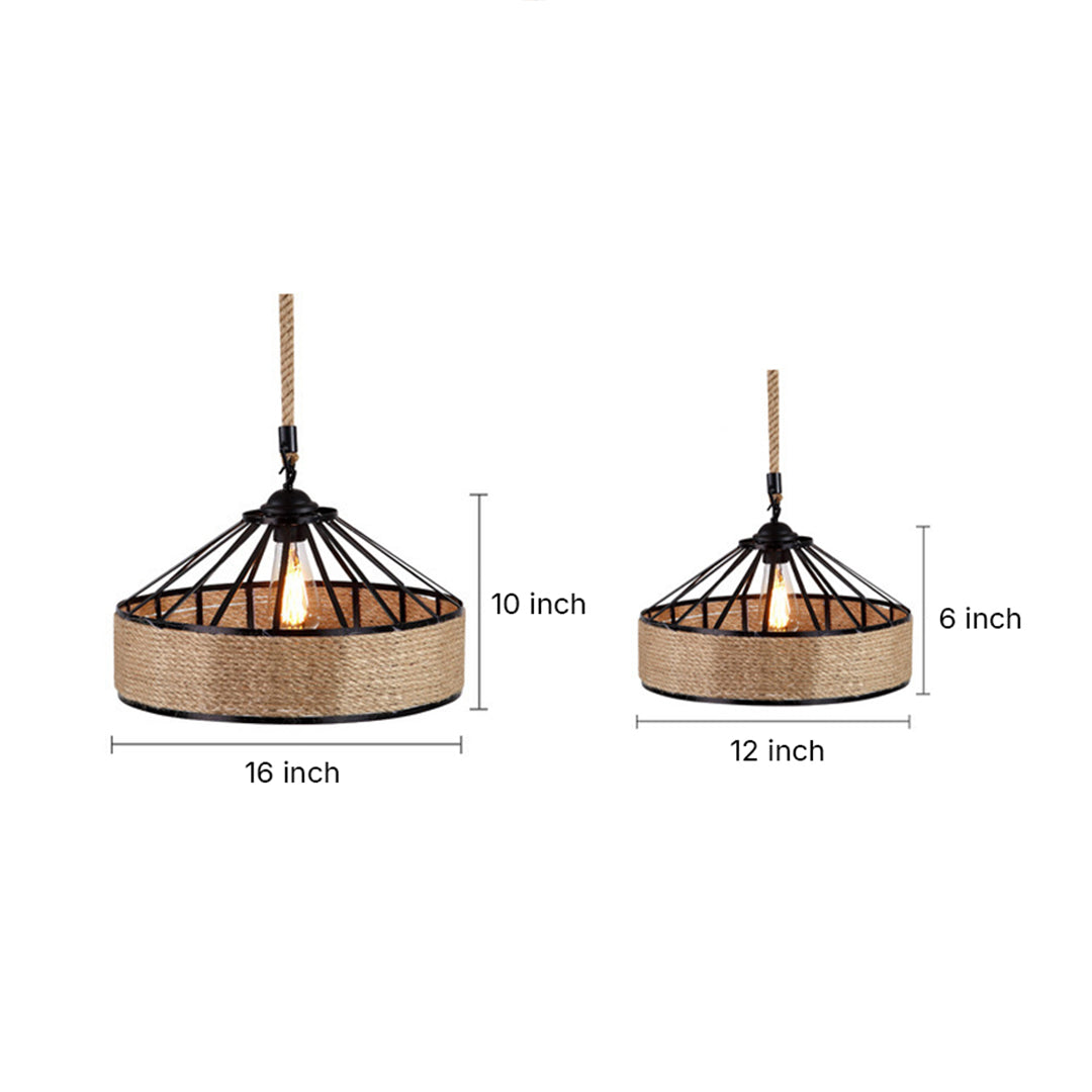 Circular Pendant Light Hemp Rope Iron Art Creative Ceiling Light