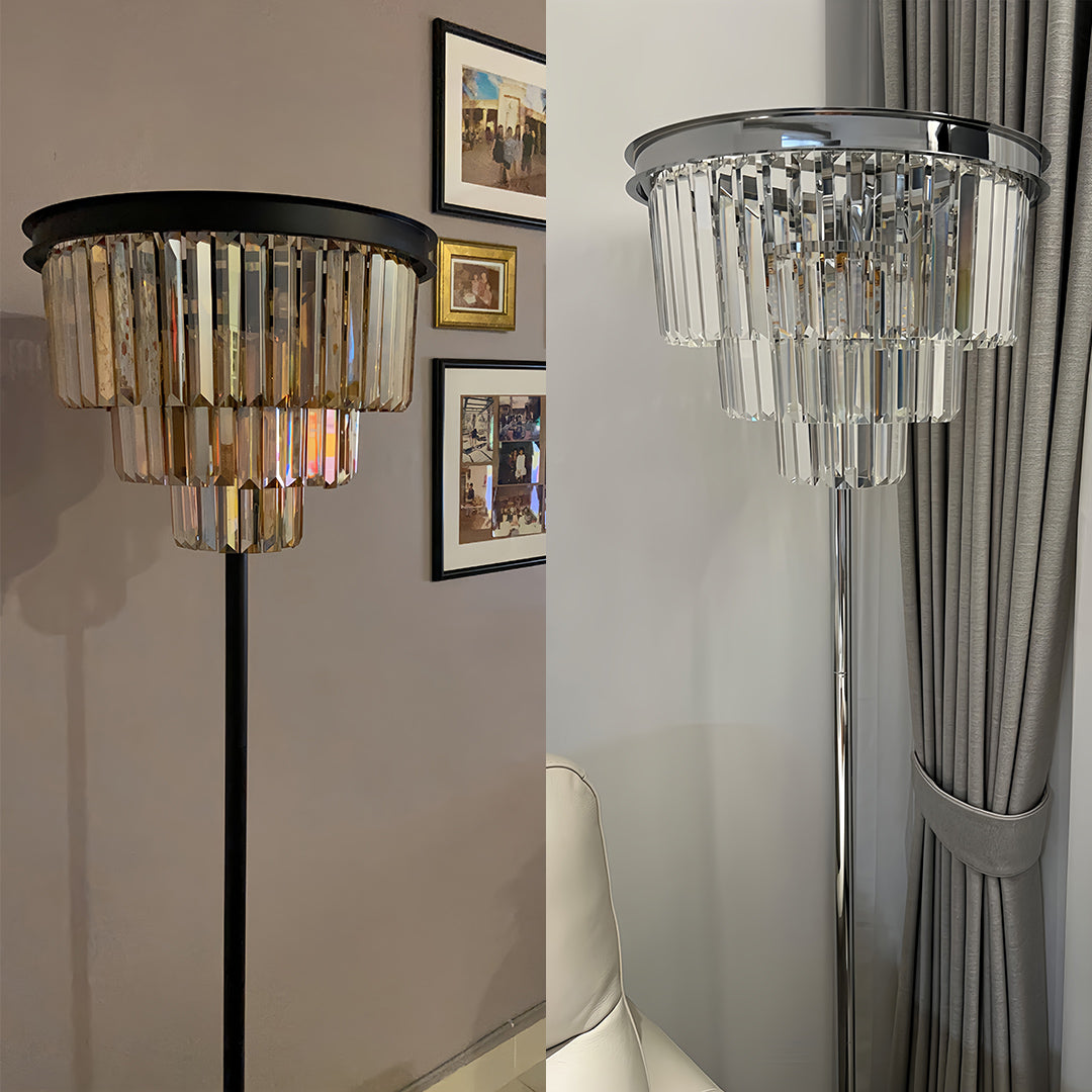 Floor Crystal Lamp American Glamorous Decorative Standing Luxury Light