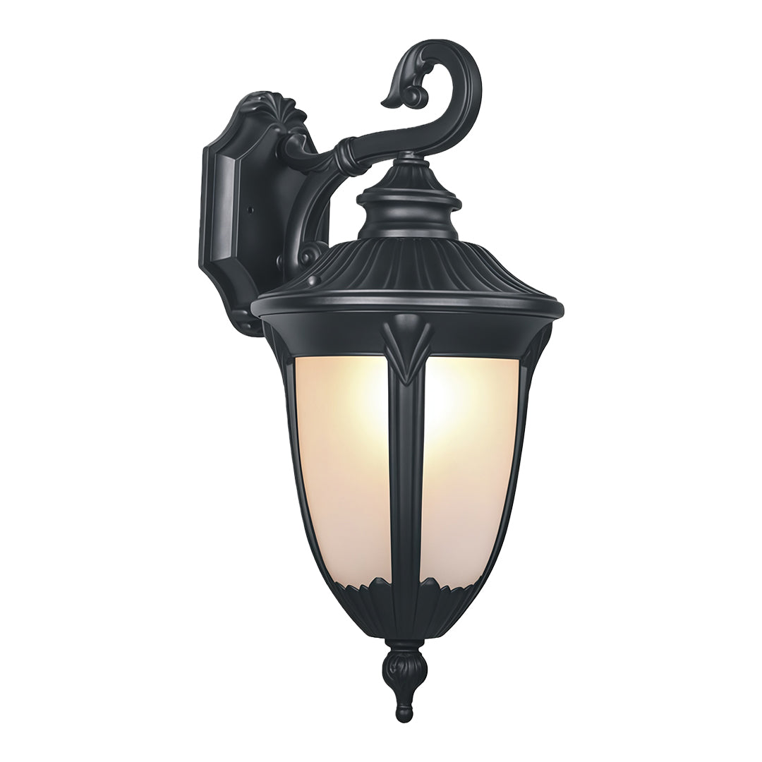 Outdoor Black Wall Sconce European Style Aluminum Glass Shade Lamp