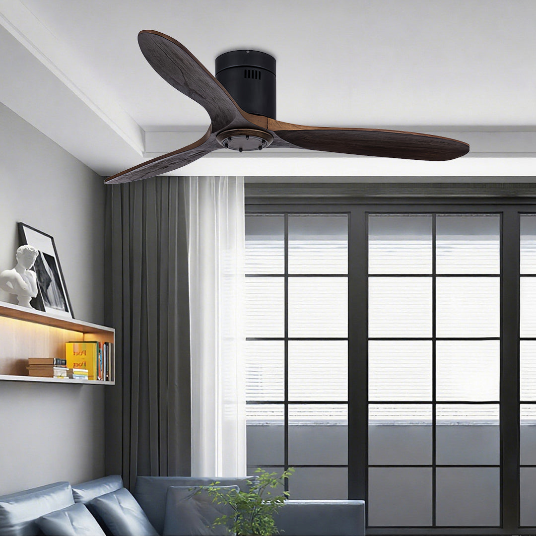 Three Blade Ceiling Fan with Light LED Remote Control Wood Ceiling Fan
