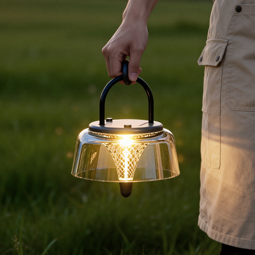 Clear Pendant Lights Solar-Powered LED Handle Hanging Light Fixtures