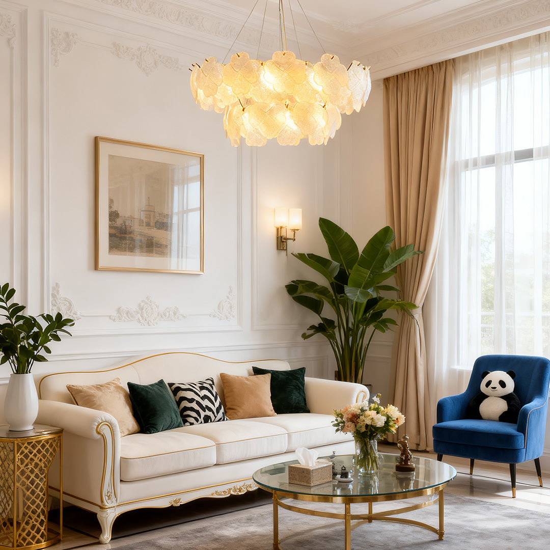 Artistic Glass Chandeliers French Flower Ceiling Lights
