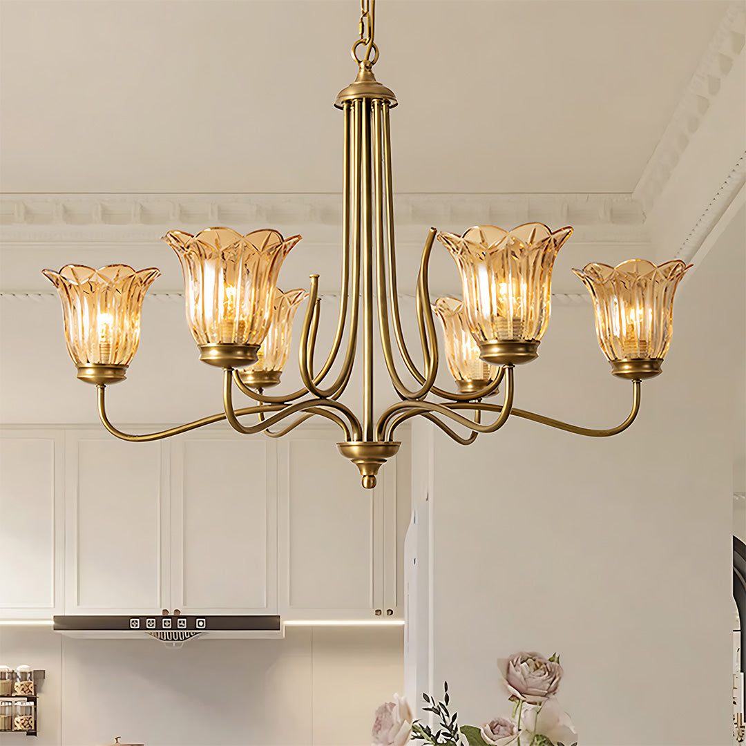 Gold Glass Chandelier Vintage Full Copper Glass Ceiling Light