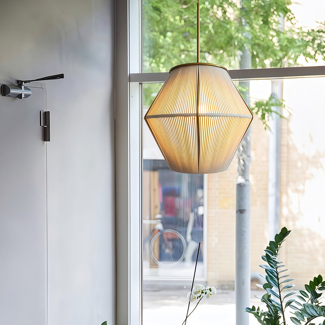 Japanese Style Pendant Lights Braided Hemp Rope Ceiling Light