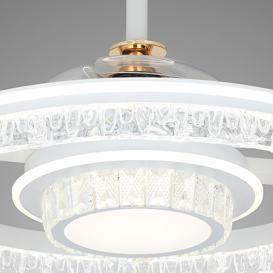 Ceiling Fan with Round Light White Aluminum Body Nordic Luxury Lamp