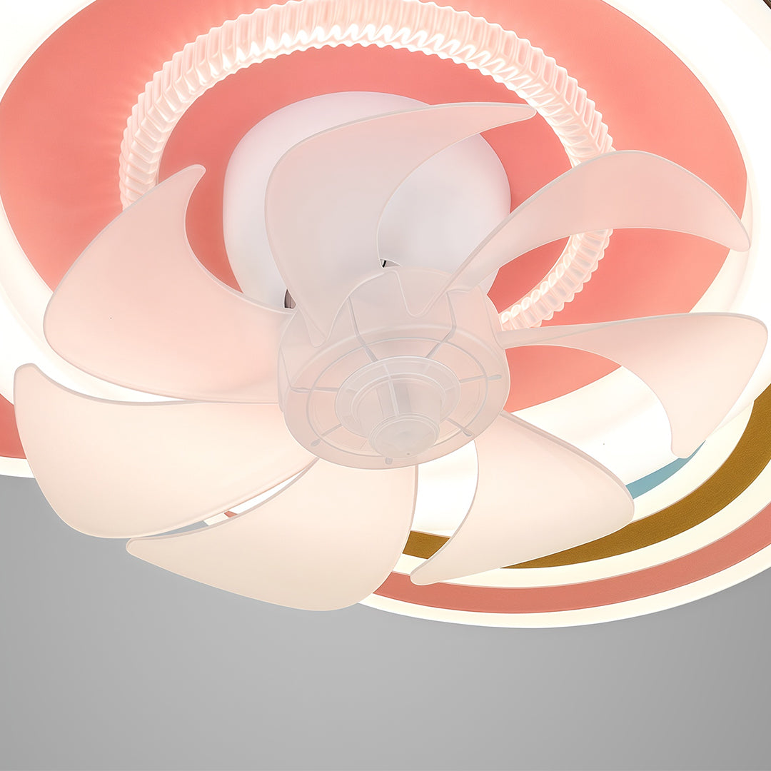 Beautiful Ceiling Fans with Lights Pink and White LED Dimmable Lamp