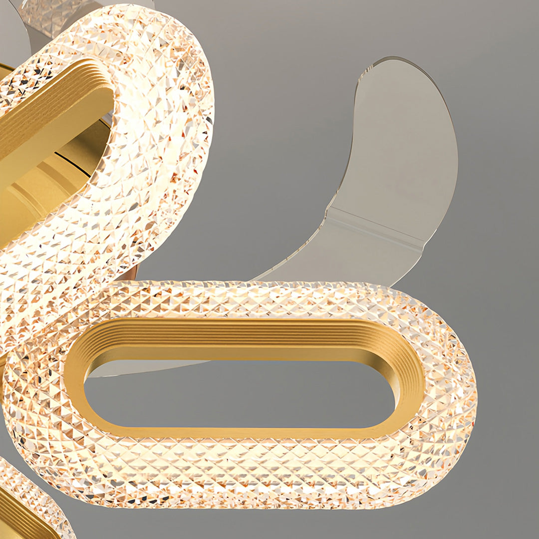 Gold Ceiling Fan with Light LED Iron Brightness Ceiling Fan Lights