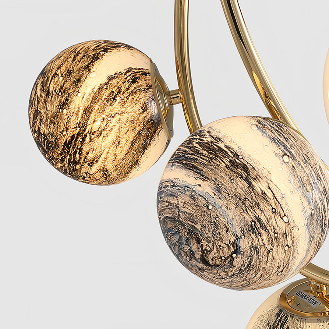 Gold Semi Flush Ceiling Light Minimalist Planet Art Creative Light