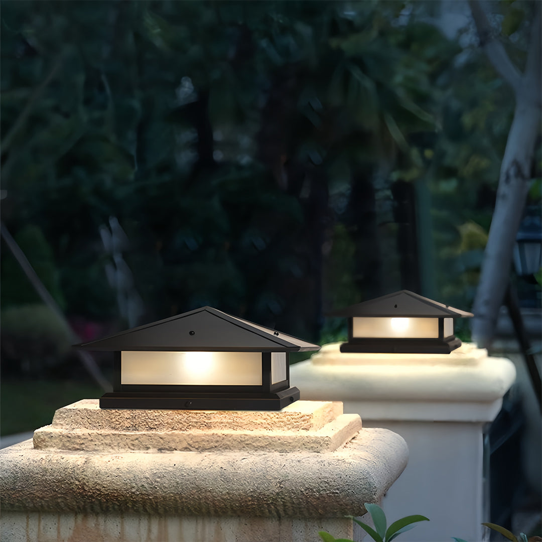 Black Pillar Lights Outdoor Waterproof Pagoda Garden Post Lights