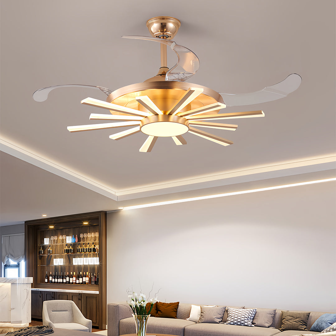 Modern Black Ceiling Fan with Light Luxury Multi-head Iron Body Light