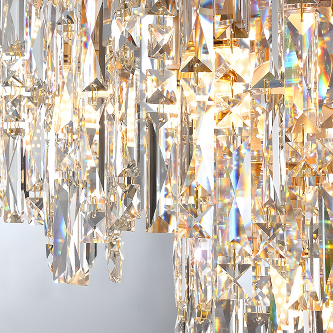 Tiered Glass Chandelier Luxury Modern Gold Waterfall Ceiling Light