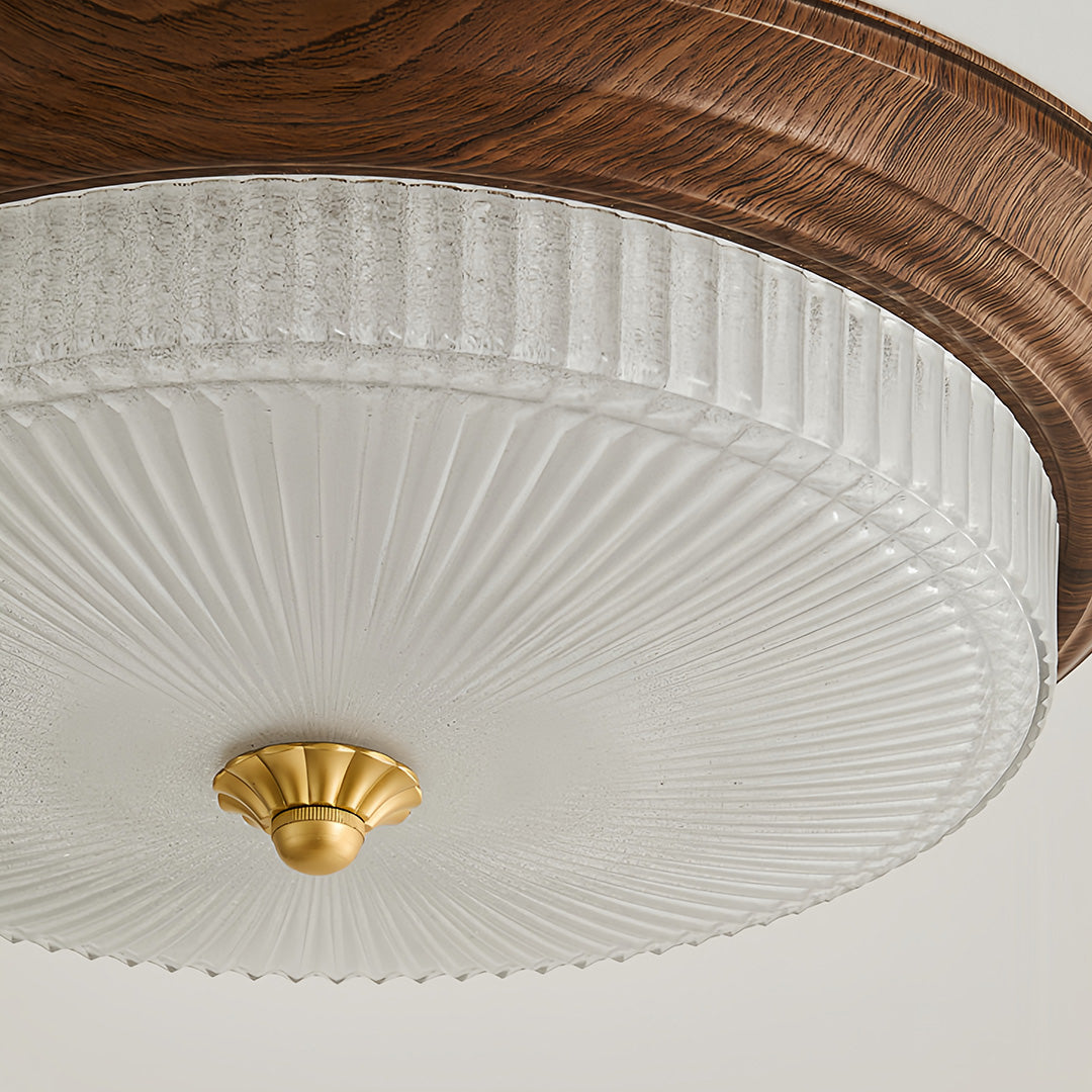 Vintage Art Deco Flush Mount Ceiling Light wide-spectrum Walnut Light
