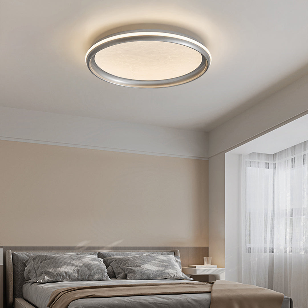 Metal Flush Mount Light Silver Finish White Acrylic Ceiling Light