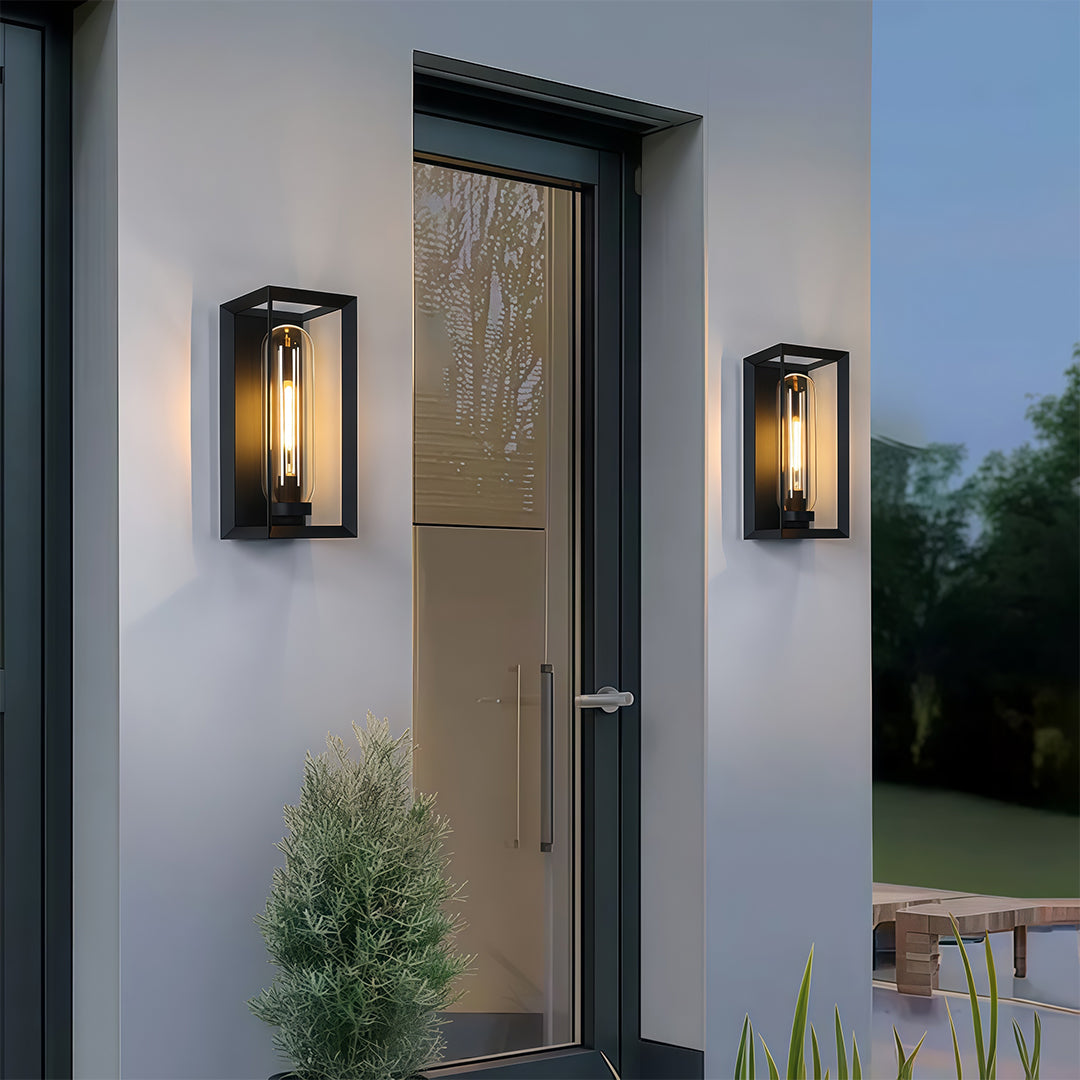 Black Outdoor Wall Sconce Modern Simple Square Waterproof Lamp