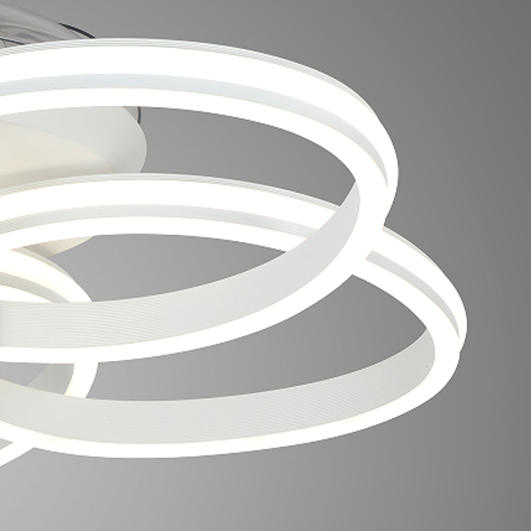 Ceiling Fans White with Light Variable Frequency Flower Iron Art Lamp