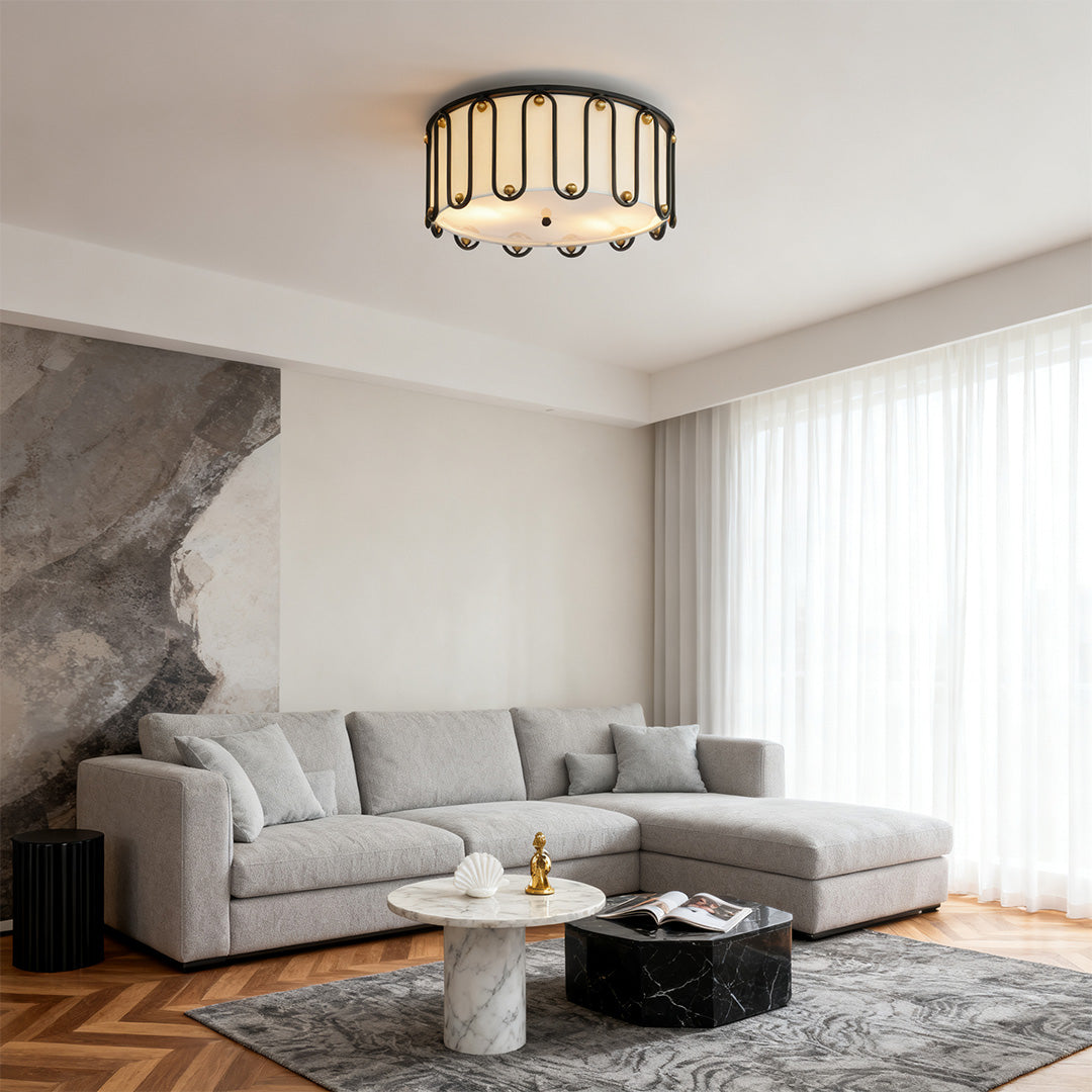Drum Ceiling Light Flush Mount American Vintage Round Unique Lights