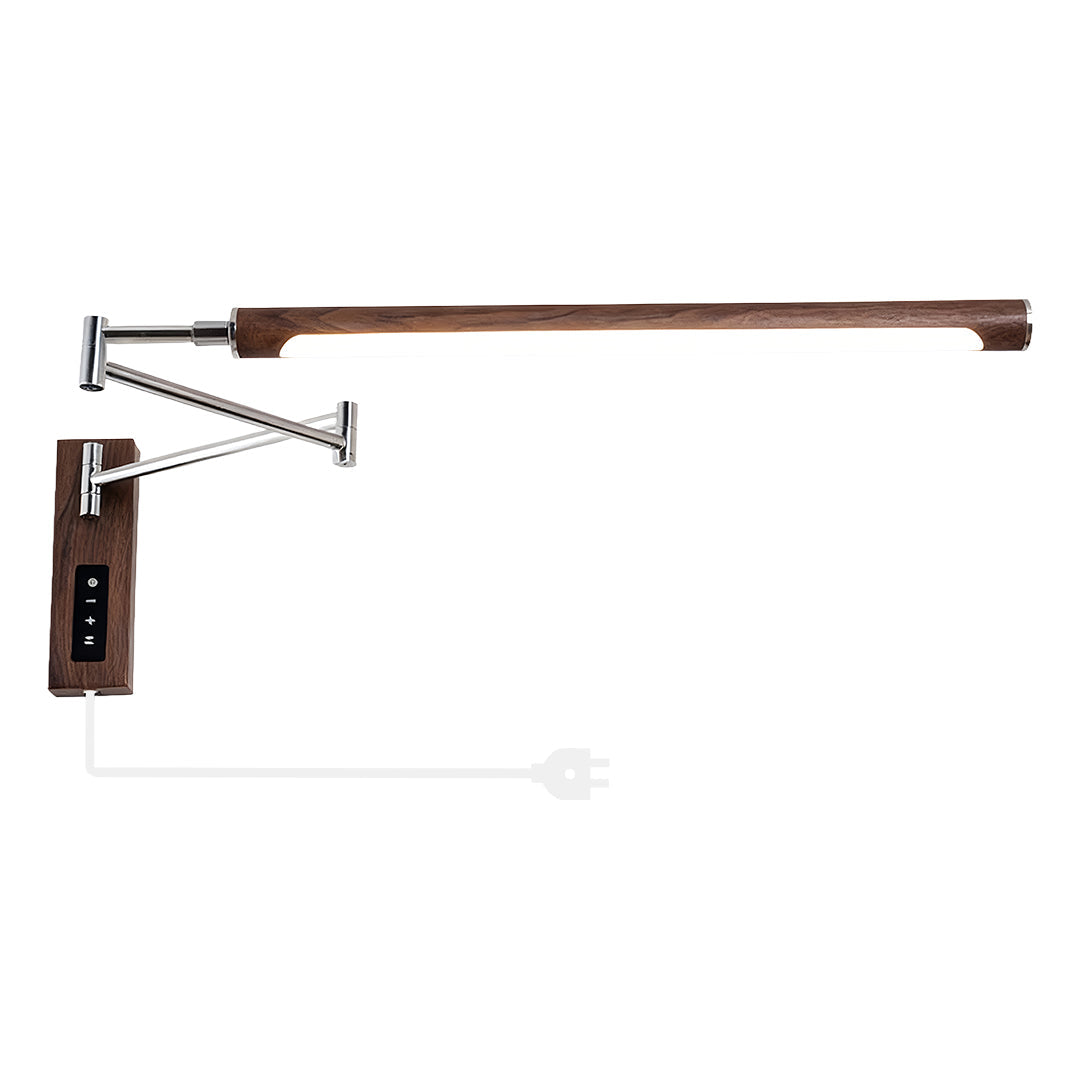 Swing Wall Light Mid-Century Iron Walnut LED Arm Lamp