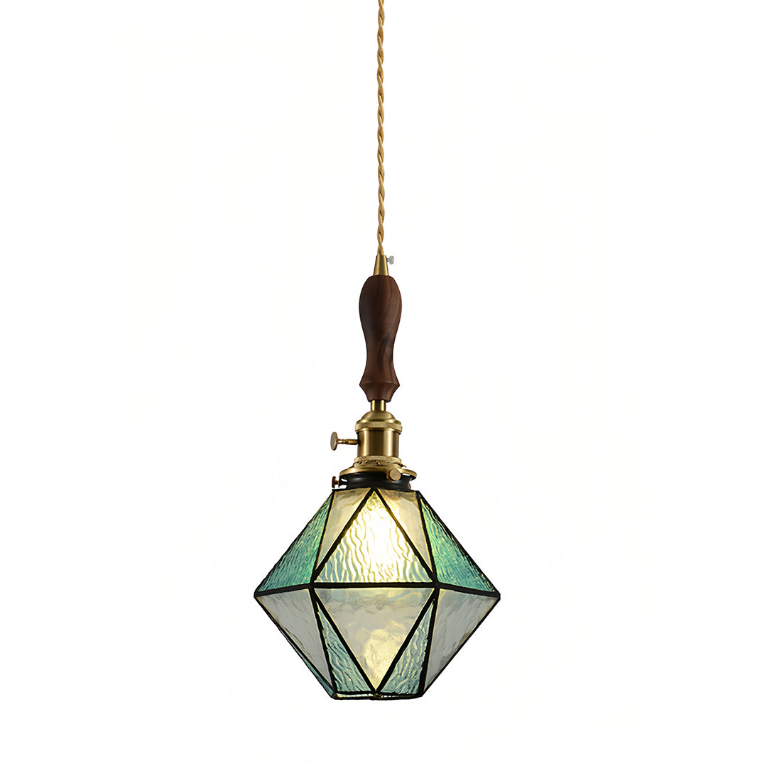 Diamond-shaped Pendant Light Vintage Brass Ceiling Light