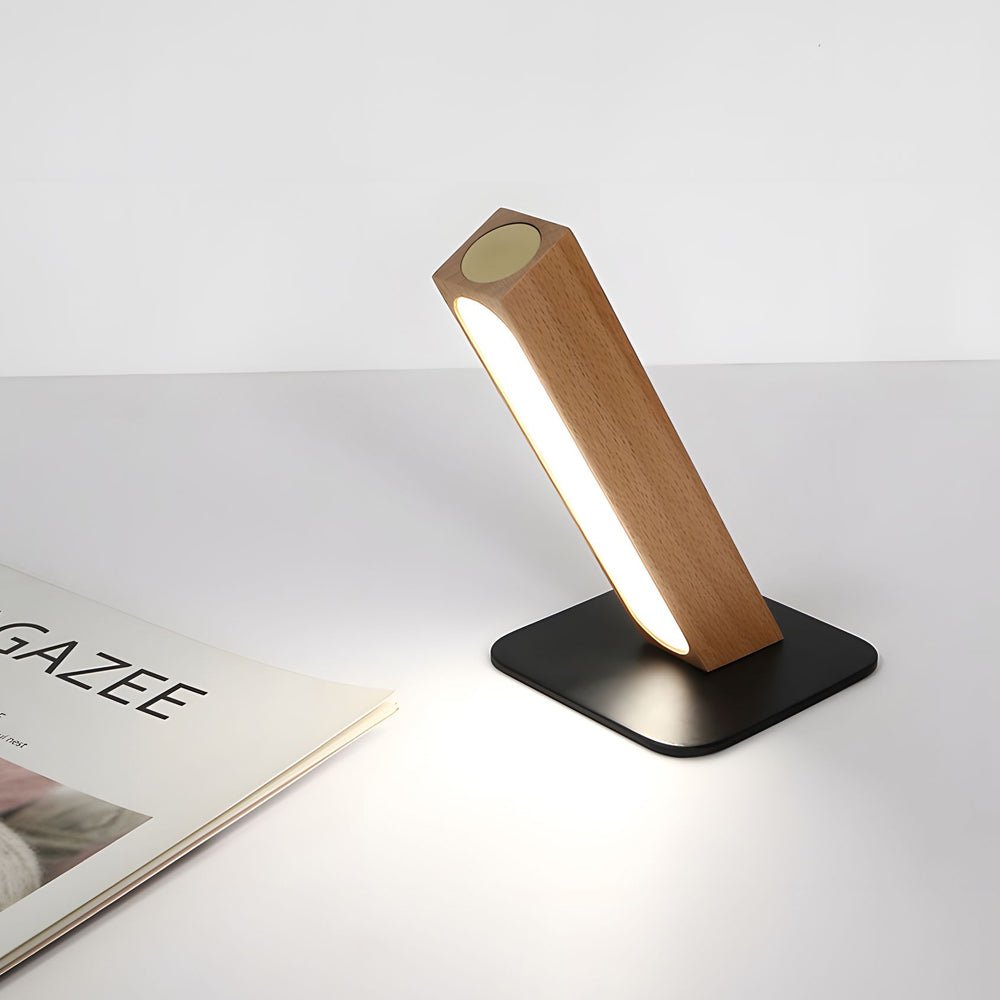 Nordic LED Desk Light Dual Magnetic Wooden Touch‑controlled Lamp
