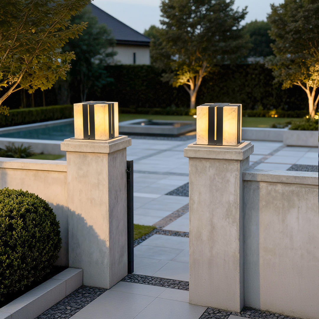 Outdoor Pillar Mounted Lights Landscape Fake Marble Lamp
