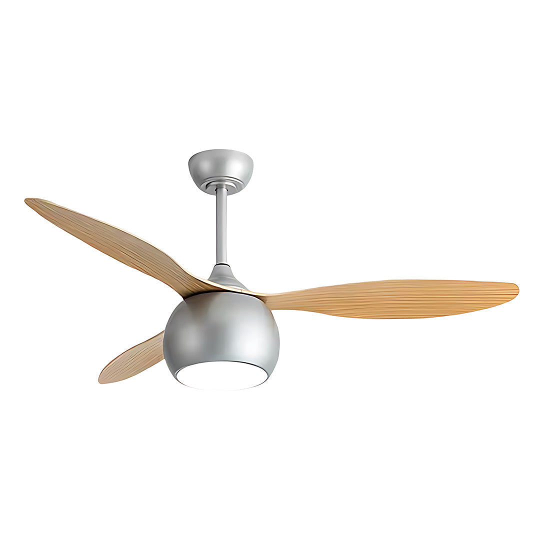 Silver Ceiling Fan with Light Wood Grain LED Fan Light
