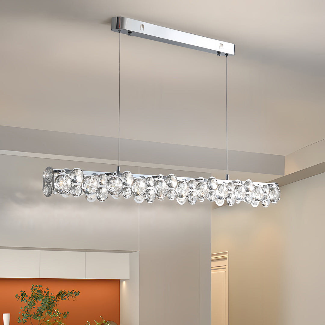Silver Pendant Light Crystal Design Contemporary Chic Ceiling Light