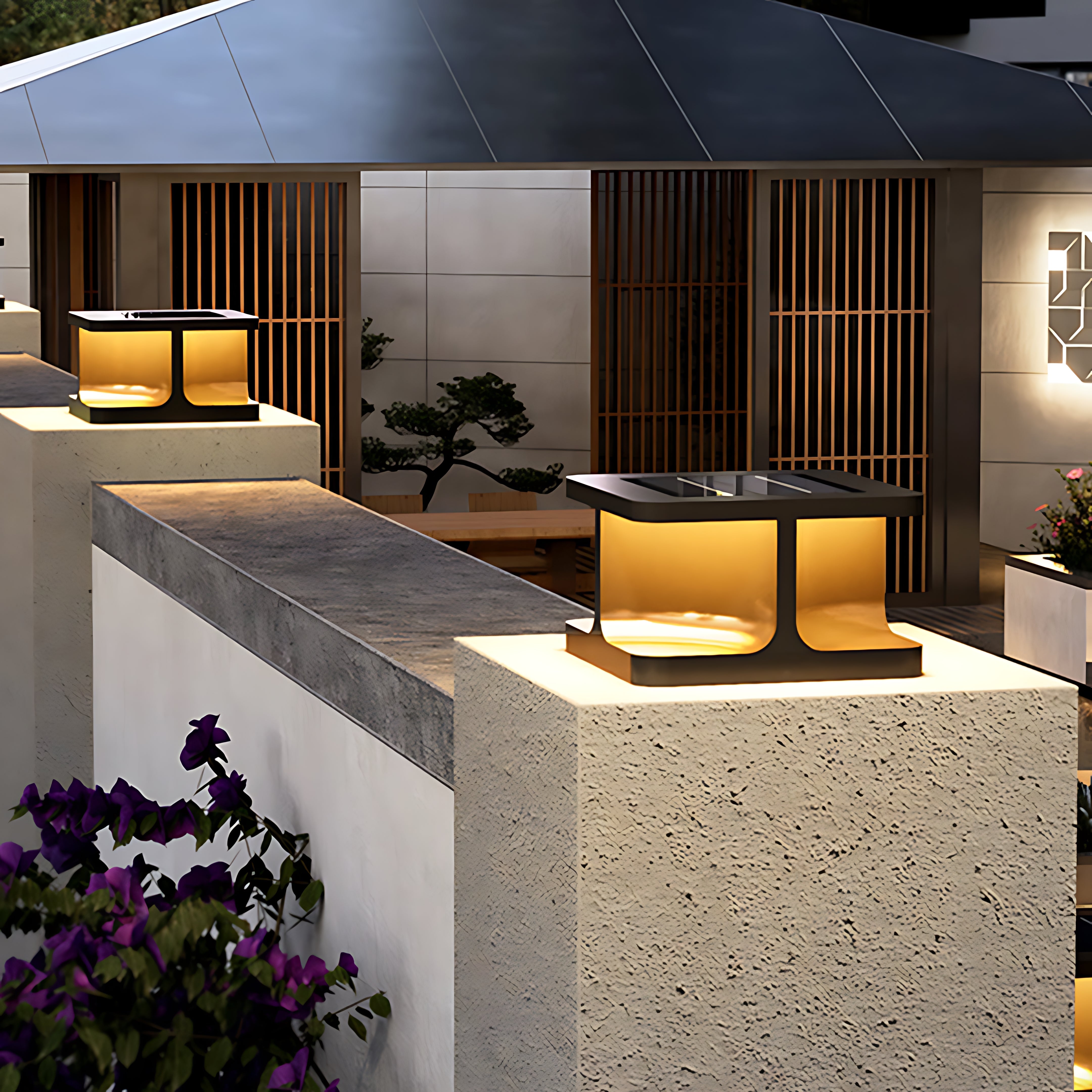 Modern Square Pillar Lights Waterproof Stainless Steel Courtyard