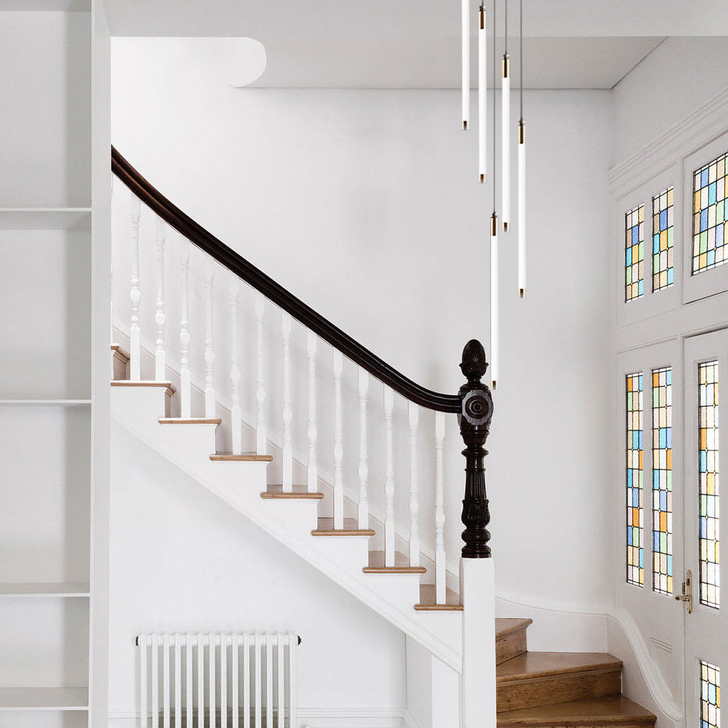 Contemporary Staircase Chandelier Spiral Tube Ceiling Light