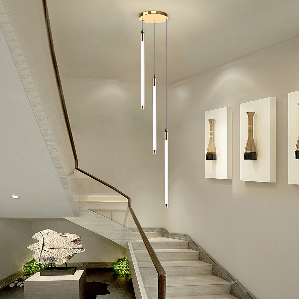 Contemporary Staircase Chandelier Spiral Tube Ceiling Light