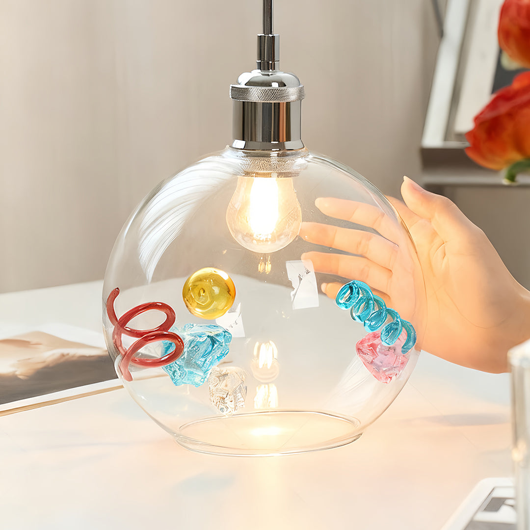 Colorful Glass Pendant Lights Creative Geometric Dec Ceiling Light
