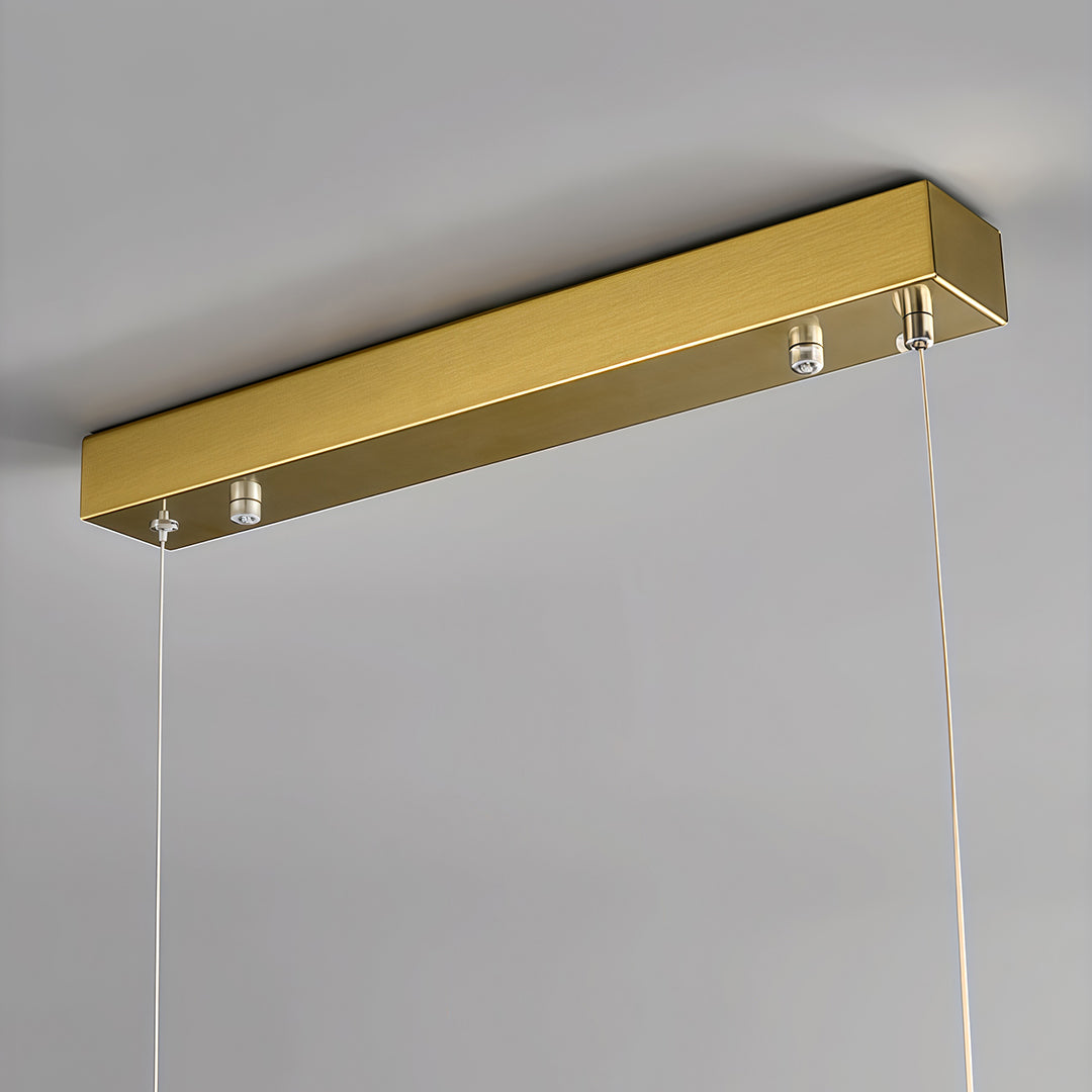 Copper Metal Pendant Light Linear Cloud Stone Ceiling Light