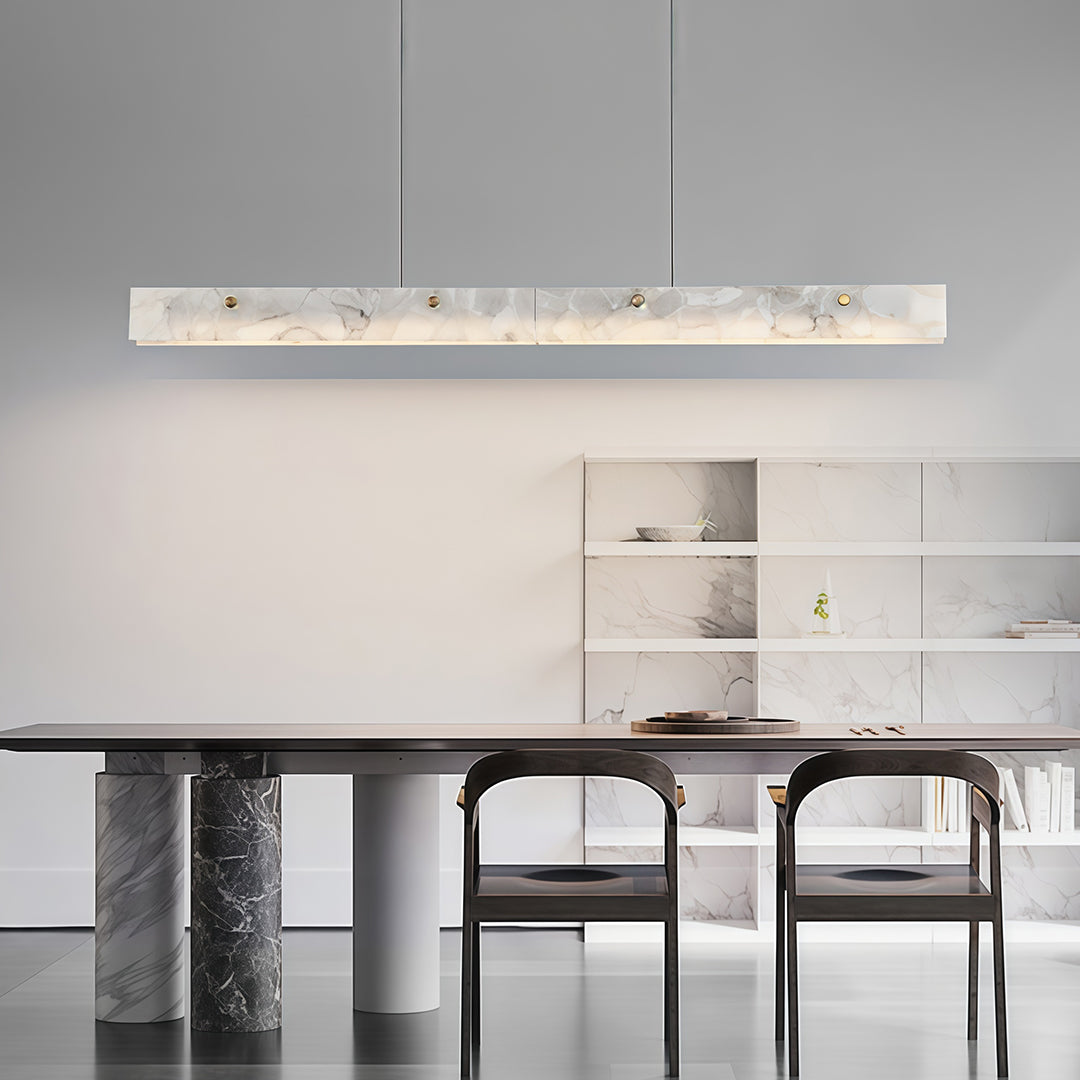 Copper Metal Pendant Light Linear Cloud Stone Ceiling Light