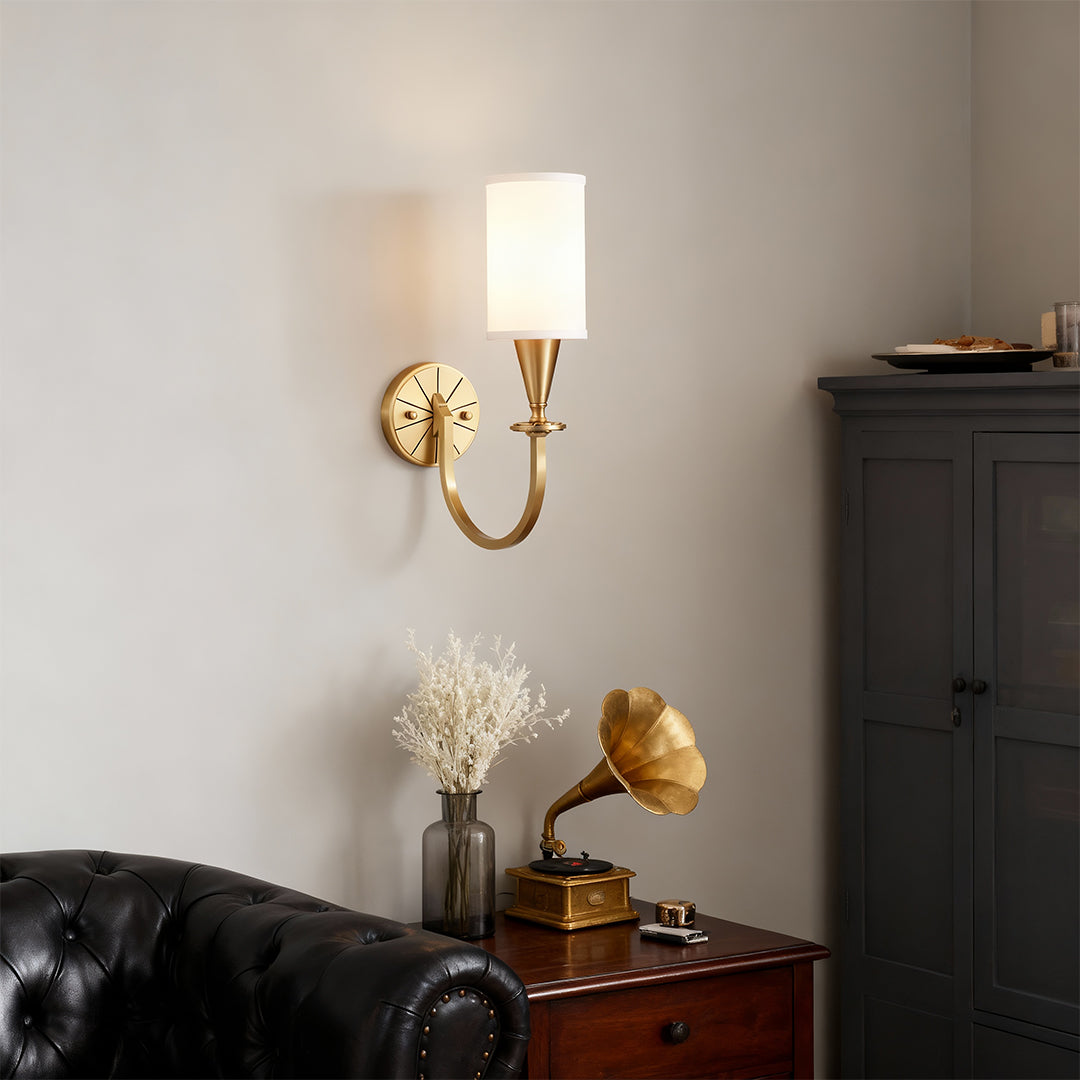 Copper Wall Lights American Creative Fabric Lampshade Lamp