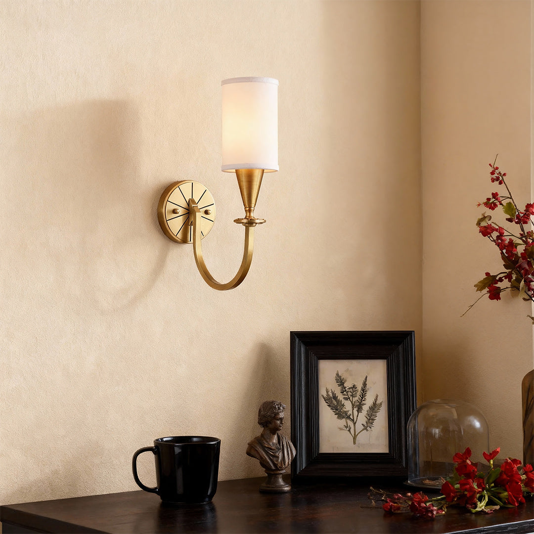 Copper Wall Lights American Creative Fabric Lampshade Lamp