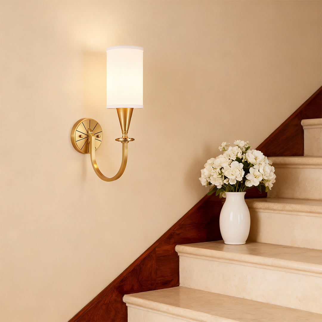 Copper Wall Lights American Creative Fabric Lampshade Lamp